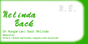 melinda back business card